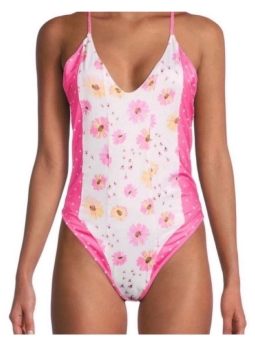 LoveShackFancy Shailee Pink White Peony Floral Print One Piece Swimsuit XS
